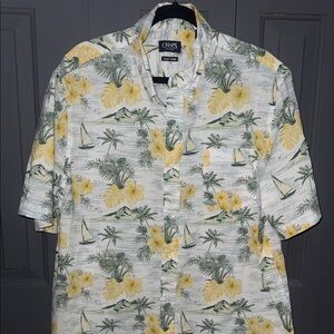Chaps Men's Floral and Sailboat Print Shirt - Yellow and Green